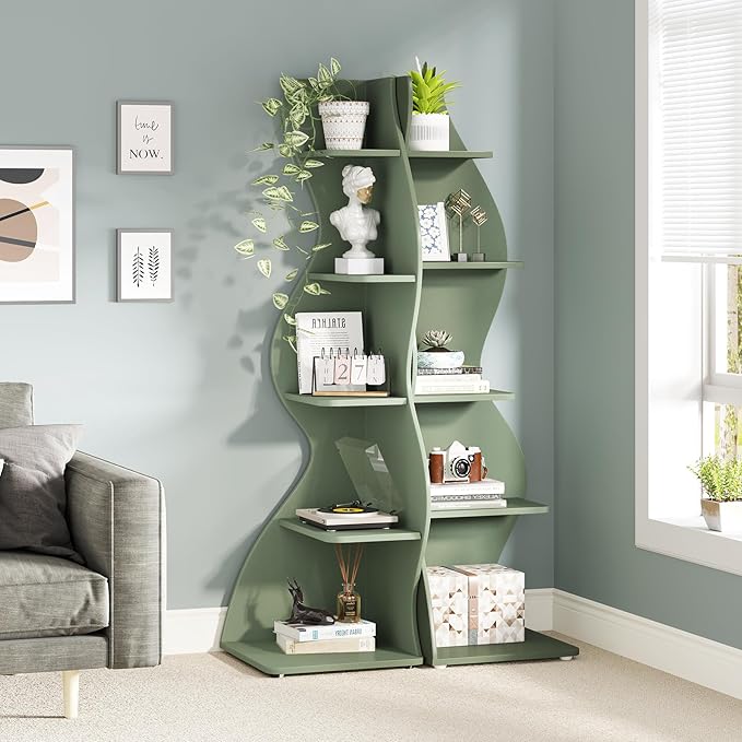 Tribesigns Corner Shelf, Modern 5-Tier Wall Corner Bookshelf, Stylish Corner - Image 2