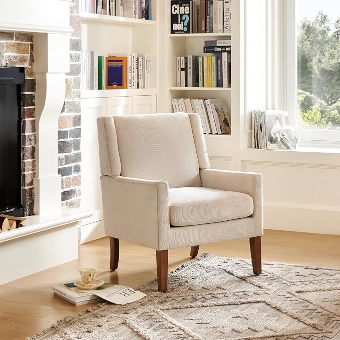 COLAMY Modern Wingback Living Room Chair, Upholstered Fabric Accent Armchair - Image 7