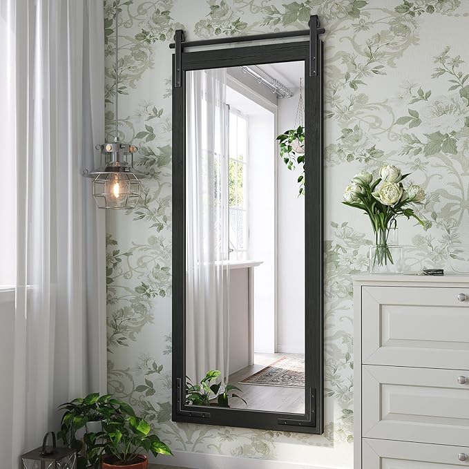 Farmhouse Mirror for Bathroom, Rectangle Barn Door Vanity Mirrors for Wall by Mestikits