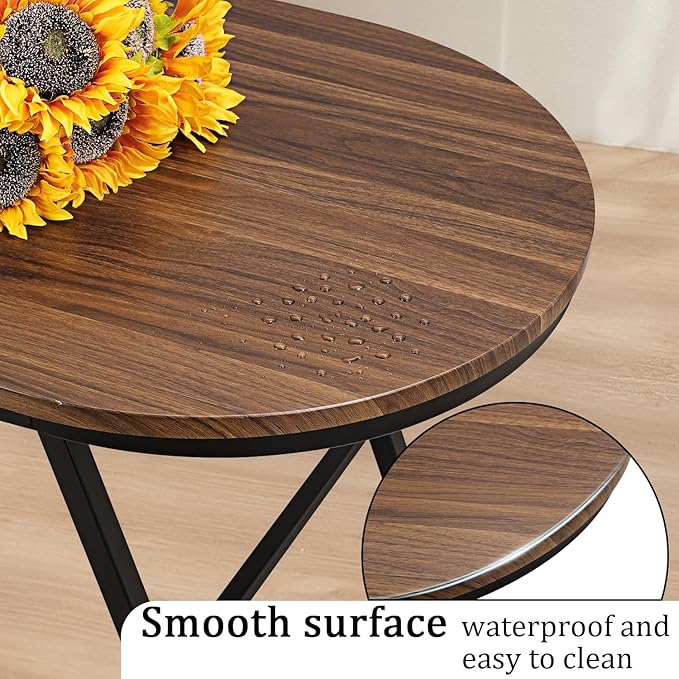 Folding Coffee Table for Small Spaces Wood and Metal Oval Coffee Tables No - Image 7