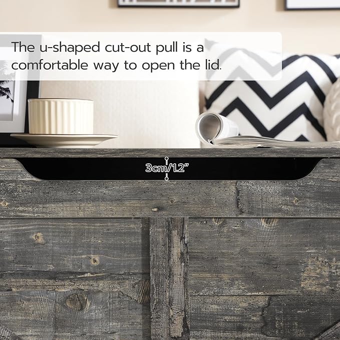 HOOBRO Storage Bench, 39.4” Retro Wooden Storage Chest - Image 7