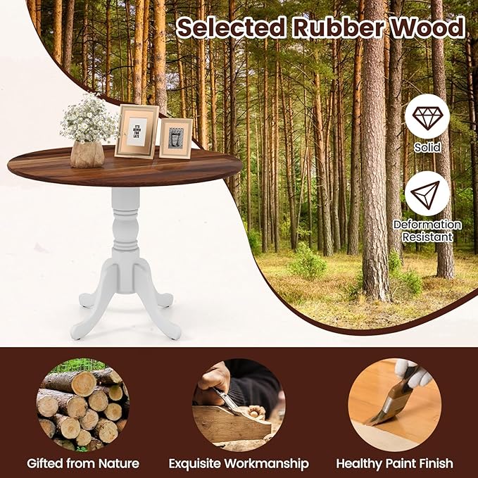 COSTWAY Round Dining Table for 4, 39 inch Kitchen Table - Image 4