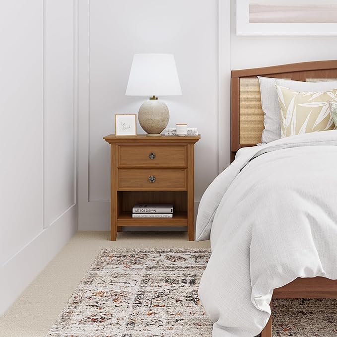 SIMPLIHOME Amherst SOLID WOOD 24 Inch Wide Traditional Bedside Nightstand Table - Image 2