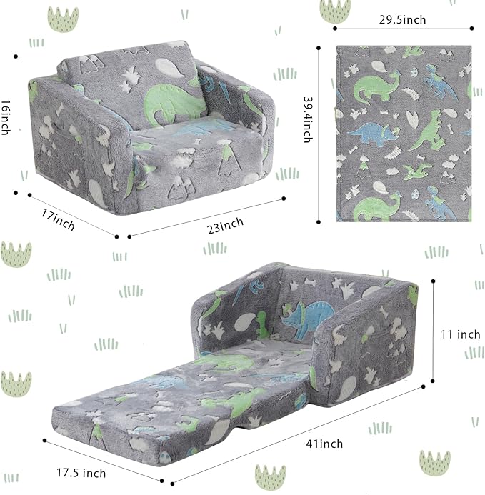 Toddler Couch Fold Out, Foldable Kids Couch - Image 3