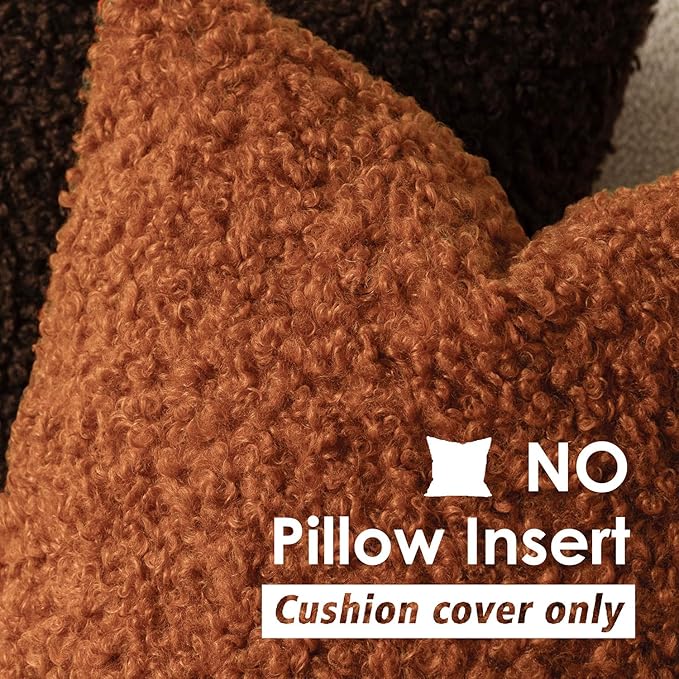 Foindtower 2 Pieces 26x26 Inch Burnt Orange, Faux Fur Throw Pillow Cover Accent - Image 3