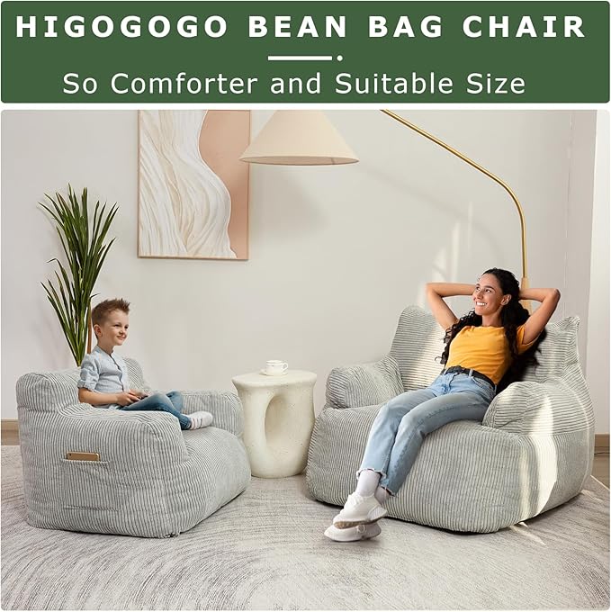 HIGOGOGO Giant Bean Bag Chair Sofa, Big Comfy Chair - Image 7