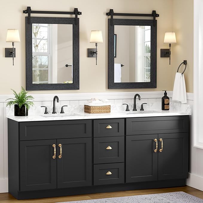 Farmhouse Bathroom Mirrors 26”x40” Black Rustic Wall Decor Mirror - Image 5