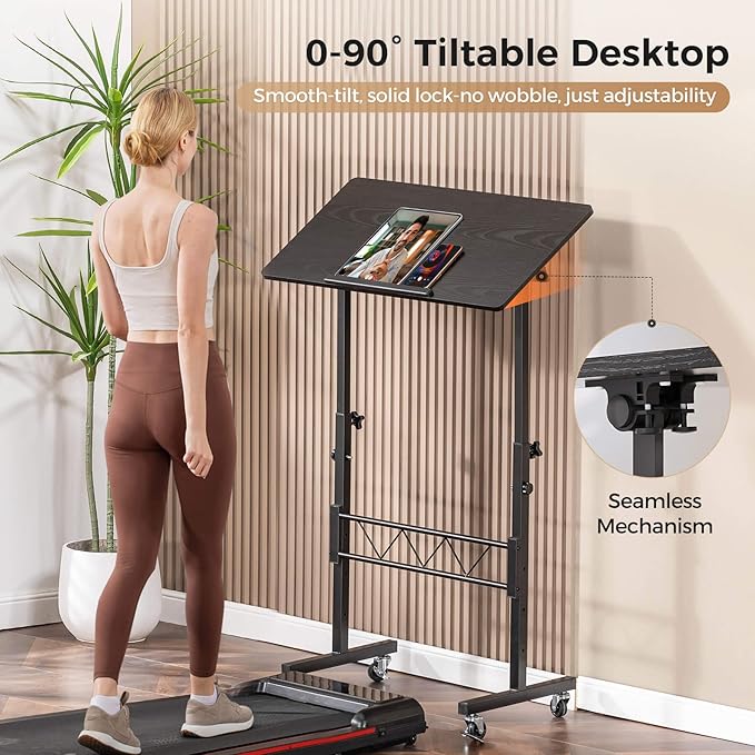 COMHOMA Small Standing Desk Adjustable Height & Tiltable Tabletop, Mobile Stand - Image 4