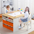 4 In 1 Kids Art Table and Chair Set, Toddler Craft Large Storage Desk by Garvee