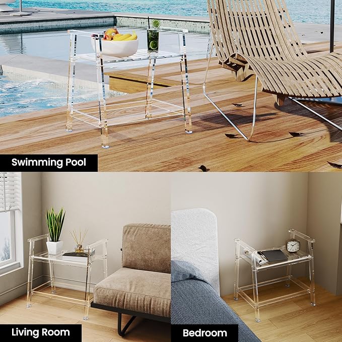 Acrylic Shower Chair with Arms - Image 8