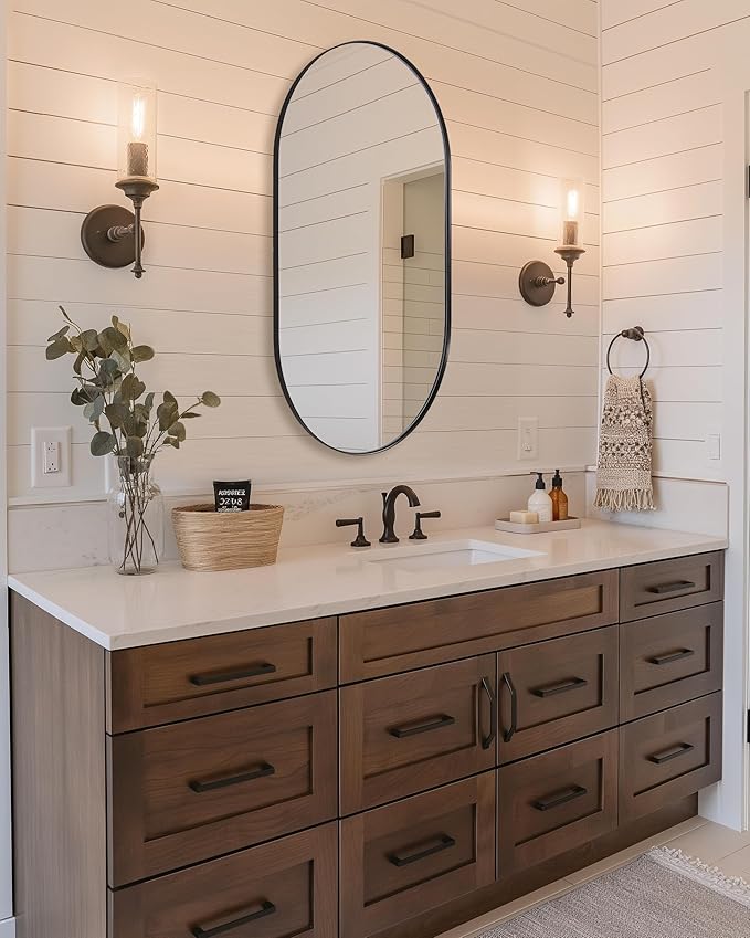 ANDY STAR Oval Mirrors for Bathroom, 24x40’’ Black Vanity Mirror, 1’’ Deep - Image 7