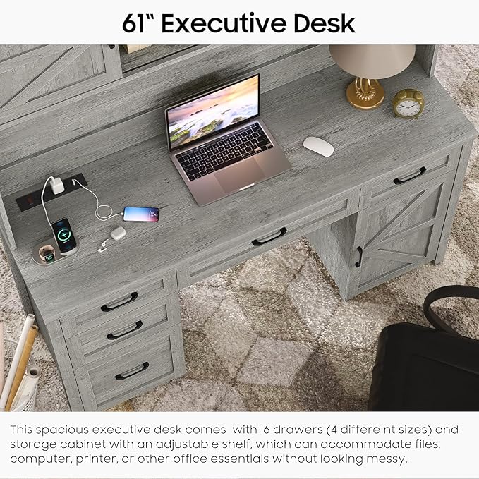 67''H Farmhouse Executive Desk - Image 4