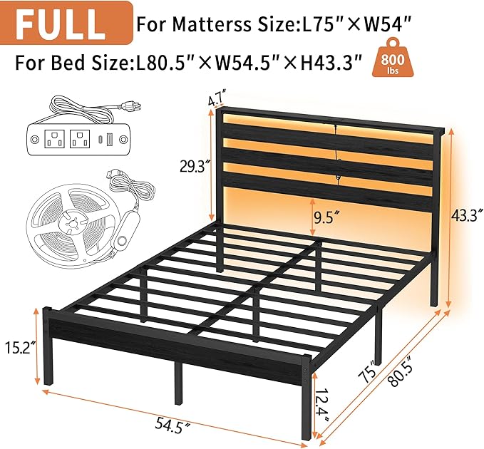 14 Inch Classic Metal Platform Bed Frame-Full Size Bed Frame - Image 2