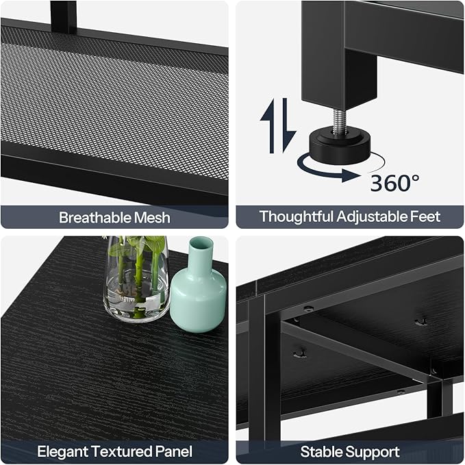 HOOBRO LED TV Stand with Charging Station, 4-Tier Entertainment Gaming Center - Image 6