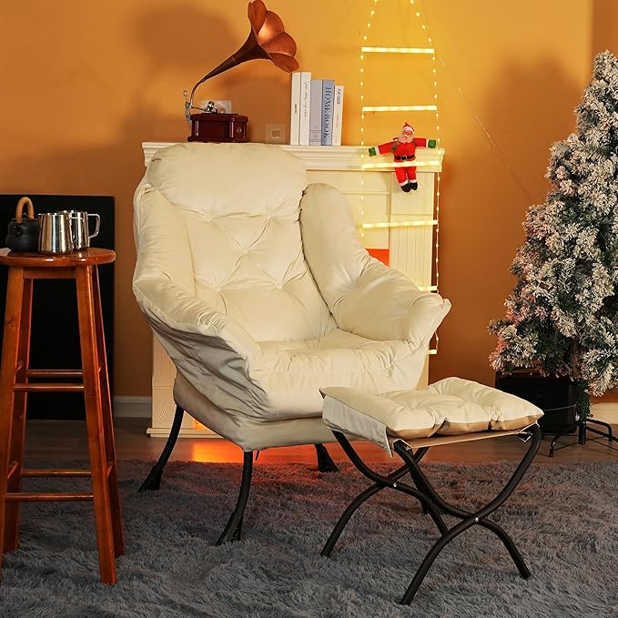 Lazy Chair with Folding Ottoman, Living Room Chairs, Accent Contemporary Lounge - Image 6