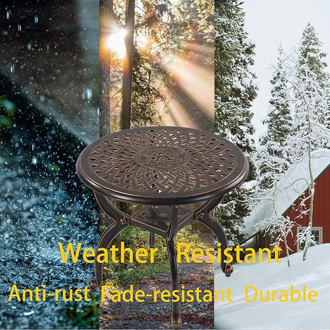 Cast Aluminum Outdoor Side Table, Small Patio Table, Outdoor Coffee Tables - Image 4