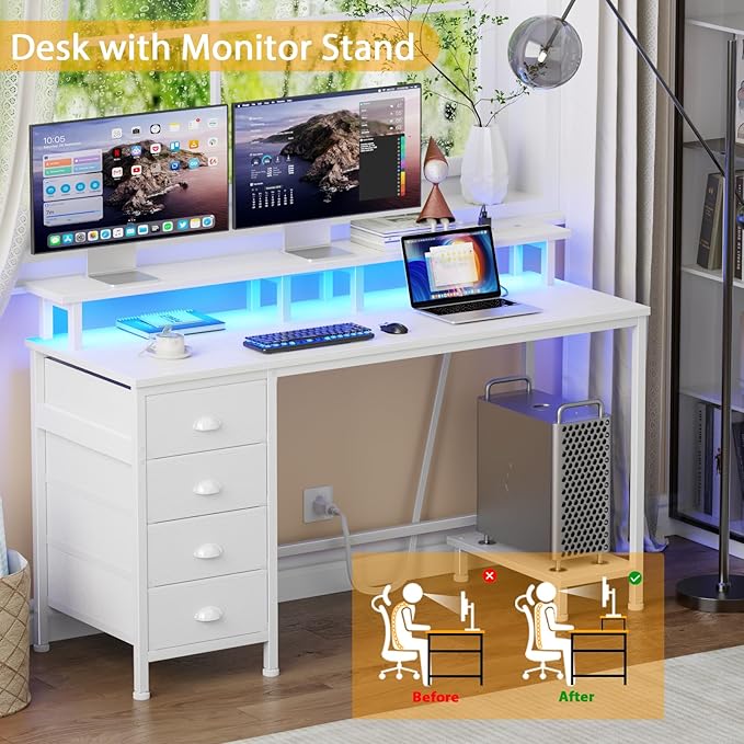 Furologee 47" White Computer Desk - Image 6