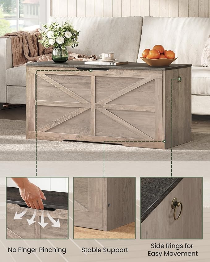 Storage Chest, 39.4" Wooden Storage Trunk, Retro Storage Bench - Image 6