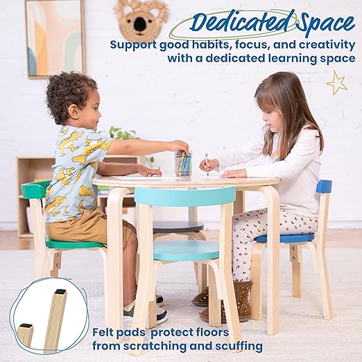 ECR4Kids Bentwood Round Table and Curved Back Chair Set, Kids Furniture - Image 3