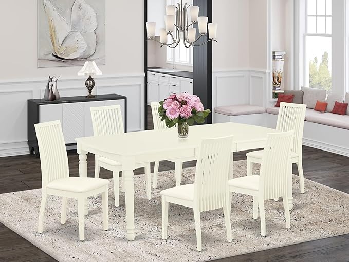 East West Furniture DOIP7-LWH-C 7 Piece Kitchen Table Set Consist of a - Image 2