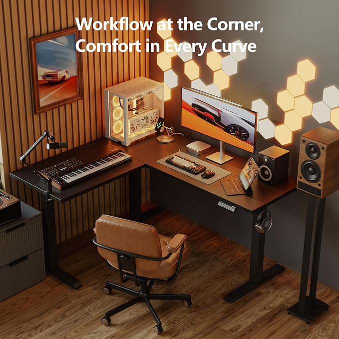 Agilestic 59 Inch L Shaped Standing Desk Adjustable Height, Electric Corner - Image 4