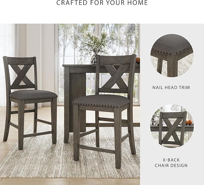 Signature Design by Ashley Caitbrook Rustic 24.63" Counter Height Upholstered - Image 5
