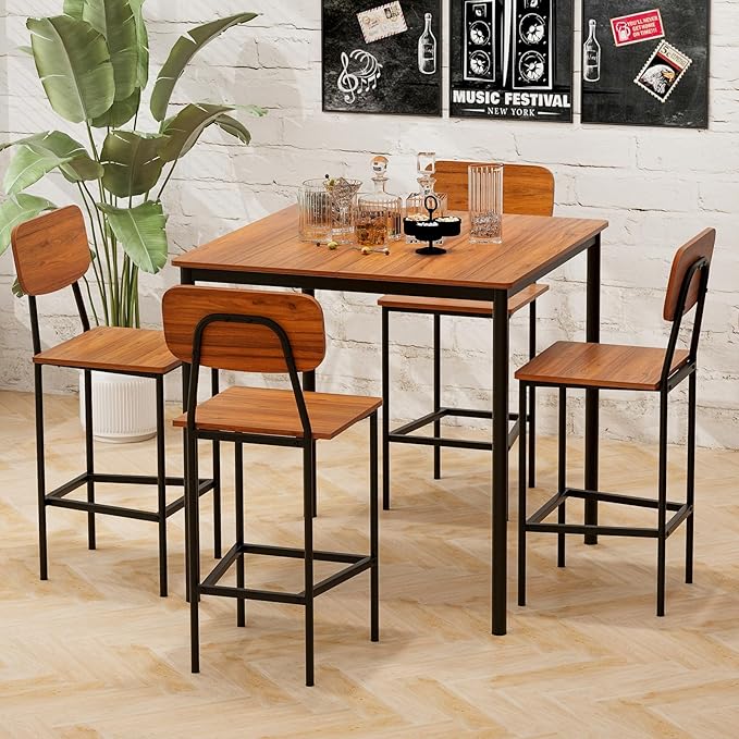 Tangkula Counter Height Dining Table Set, Bar Table and Chairs, Pub Table and - Image 7