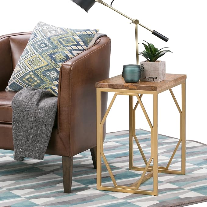 SIMPLIHOME Selma Contemporary 20 Inch Wide Metal and Wood Accent Side Table in - Image 2