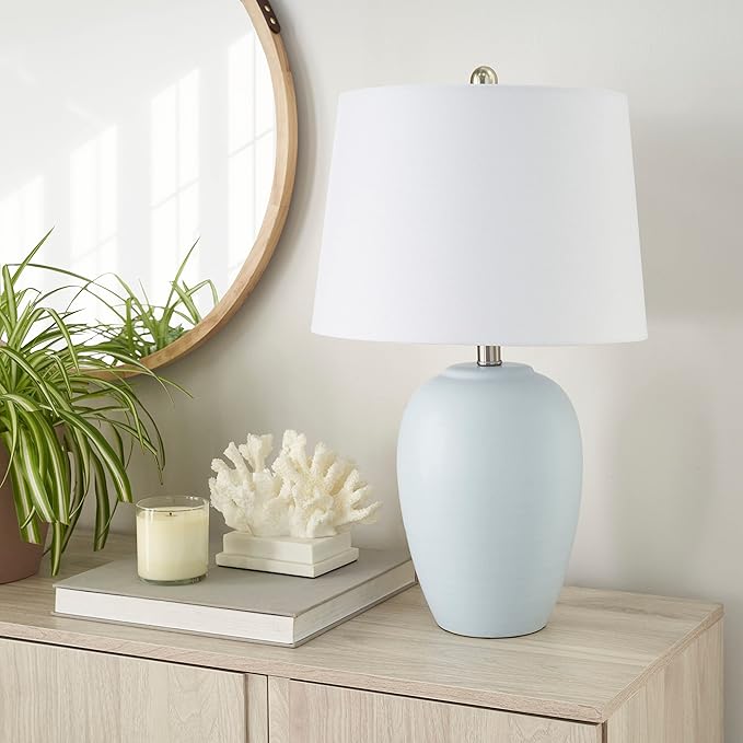 Nourison Home 23" Coastal Blue Ceramic Pot Table Lamp by NourisonHome