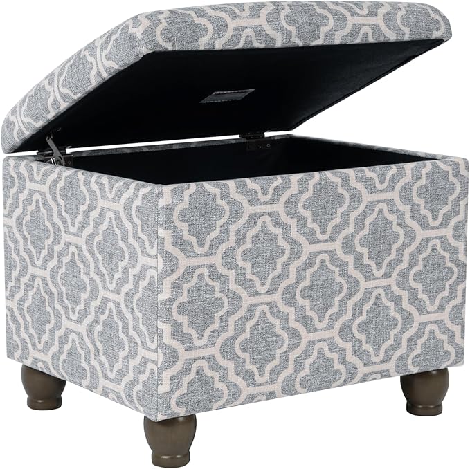 Home Decor | Upholstered MediumRectangular Storage Ottoman | Hinged Lid Ottoman - Image 5