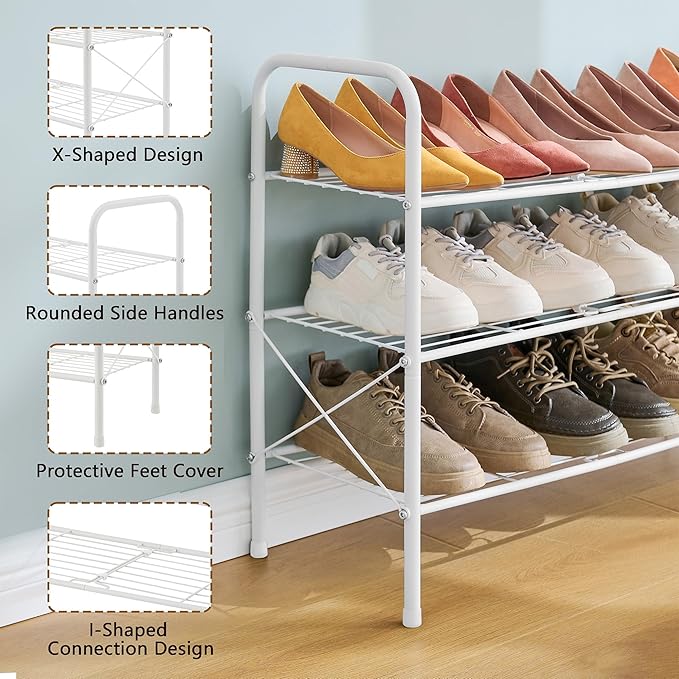 Hoctieon 3 Tier Mesh Style Shoe Rack, Entryway Shoe Shelf, Shoe Storage - Image 5