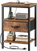 SUPERJARE Nightstand with Charging Station, Bed Side Table with Adjustable by SUPERJARE