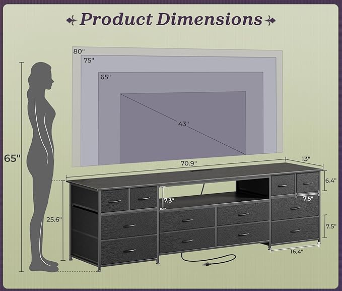 Huuger 70.9 Inch Dresser TV Stand - Image 3