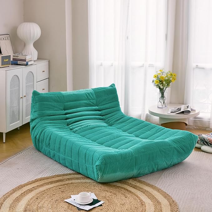 N&V Fireside Lounge Chaise Chair, Mid Century Armless Floor Lounger Sofa by NV