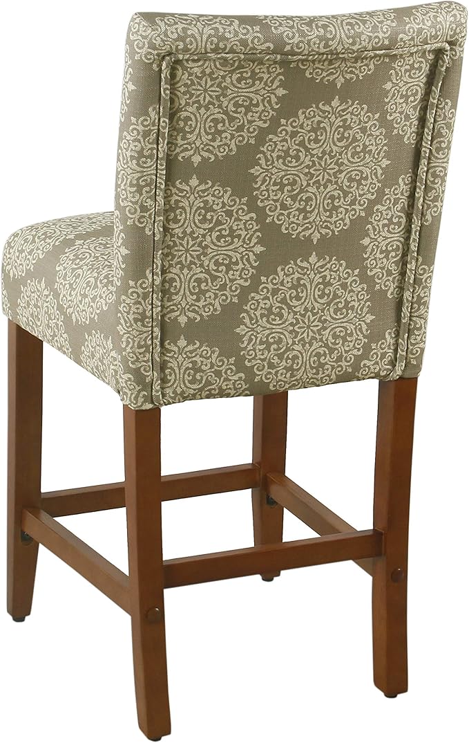 HomePop Upholstered Counter Height Barstool, Taupe and Cream Medallion - Image 6