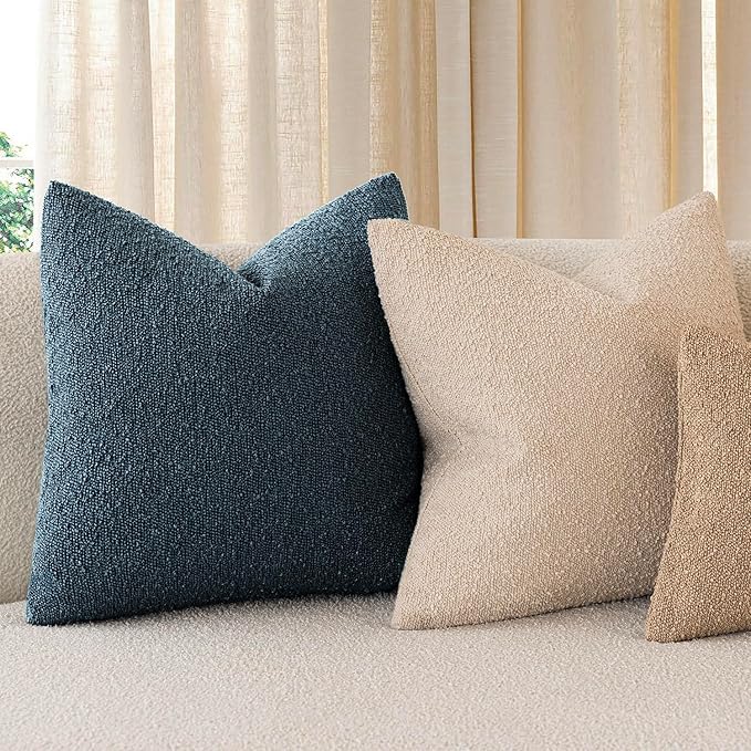 Foindtower Pack of 2 Textured Boucle Throw Pillow Covers Accent Solid Pillow - Image 7