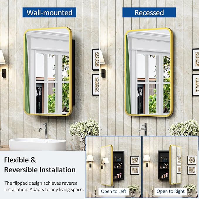 16x24 Inch Mirror Medicine Cabinet - Image 3