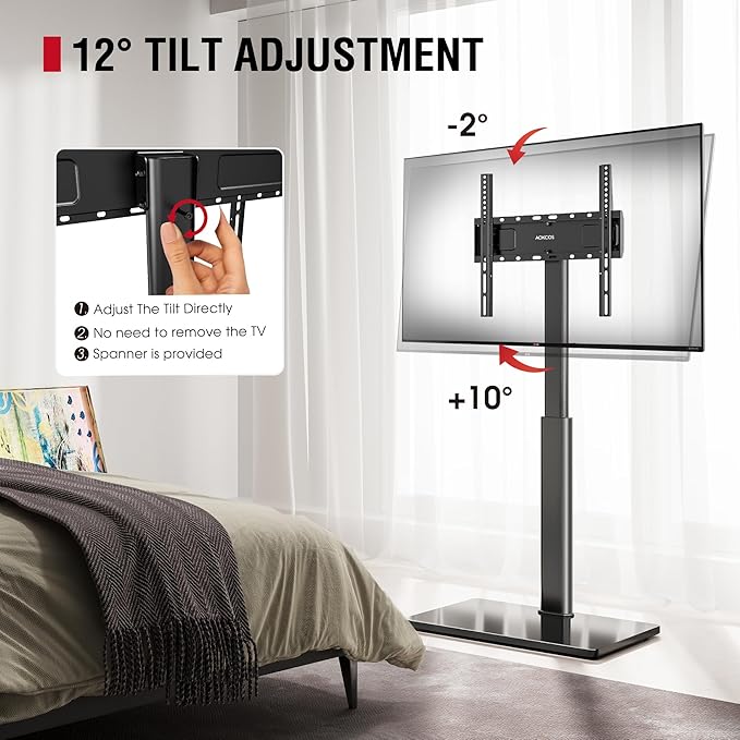 Swivel TV Floor Stand for 32-65 Inches TVs, 8 Level Height Adjustable Corner - Image 3