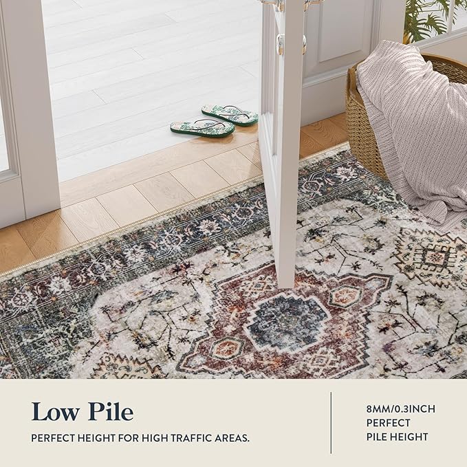 Lahome Oriental Washable Hallway Runner Rug, 2x6 Runners - Image 2