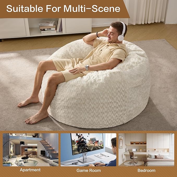 Hobestluk 4ft Bean Bag Chairs for Adults Large Beanbag Chair - Image 6