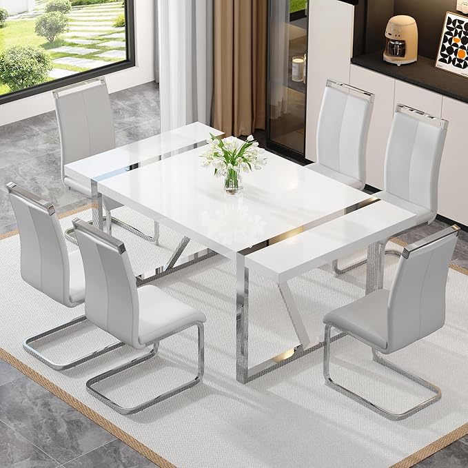 Dining Chairs Set of 6, Faux Leather - Image 4