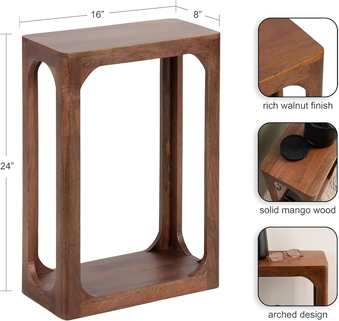 Kate and Laurel Dahl Modern Slatted Wooden Slim Side Table - Image 3