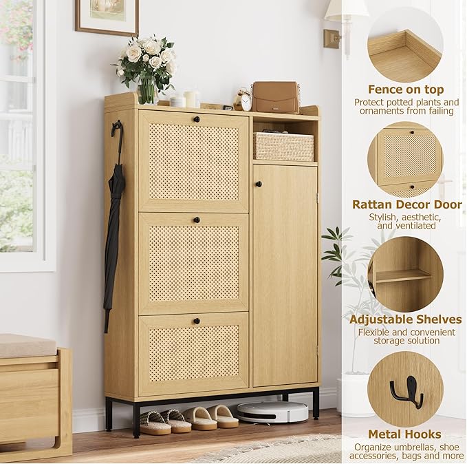 GarveeHome Shoe Cabinet Rattan - Image 5