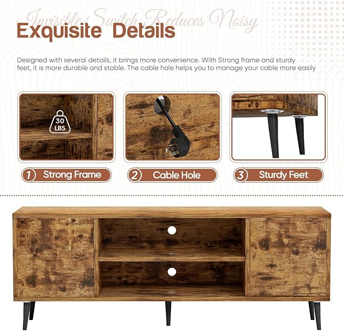 YESHOMY Modern TV Stand for 65" Television, Entertainment Center - Image 5