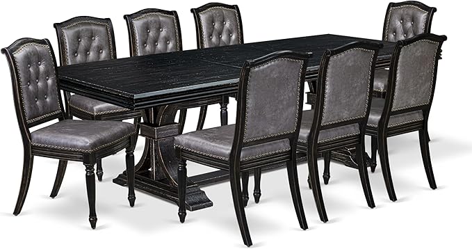 NEMA9-SBB-34 9-pc Modern Dining Set Consists of a Mid Century Dining Table and - Image 2