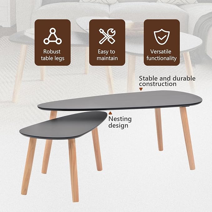 vidaXL Nesting Coffee Table 2 pcs, Side Tables - Image 7