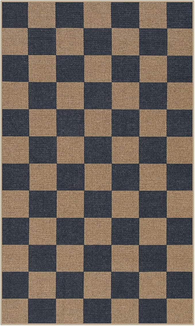 Lahome Checkered Easy Jute Indoor Outdoor Carpet, 3x5 Washable Rugs - Image 8