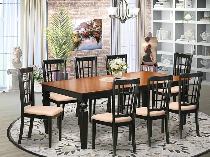East West Furniture LGNI9-BCH-C 9 Piece Dining Table Set Includes a Rectangle - Image 2
