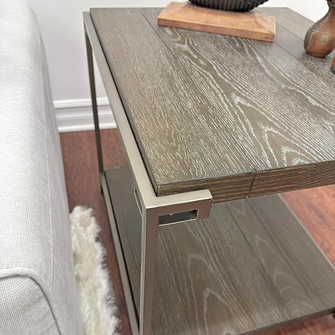 Roundhill Furniture Corbeta Living Room, End Tables, Aged Graphite - Image 4