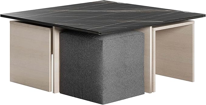 Manhattan Comfort Haley Mid Century Modern Coffee Table & Ottoman Set - Image 6